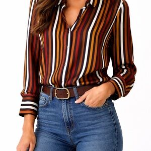 Lafayette 148 New York Multicolored Striped Button-Down Shirt